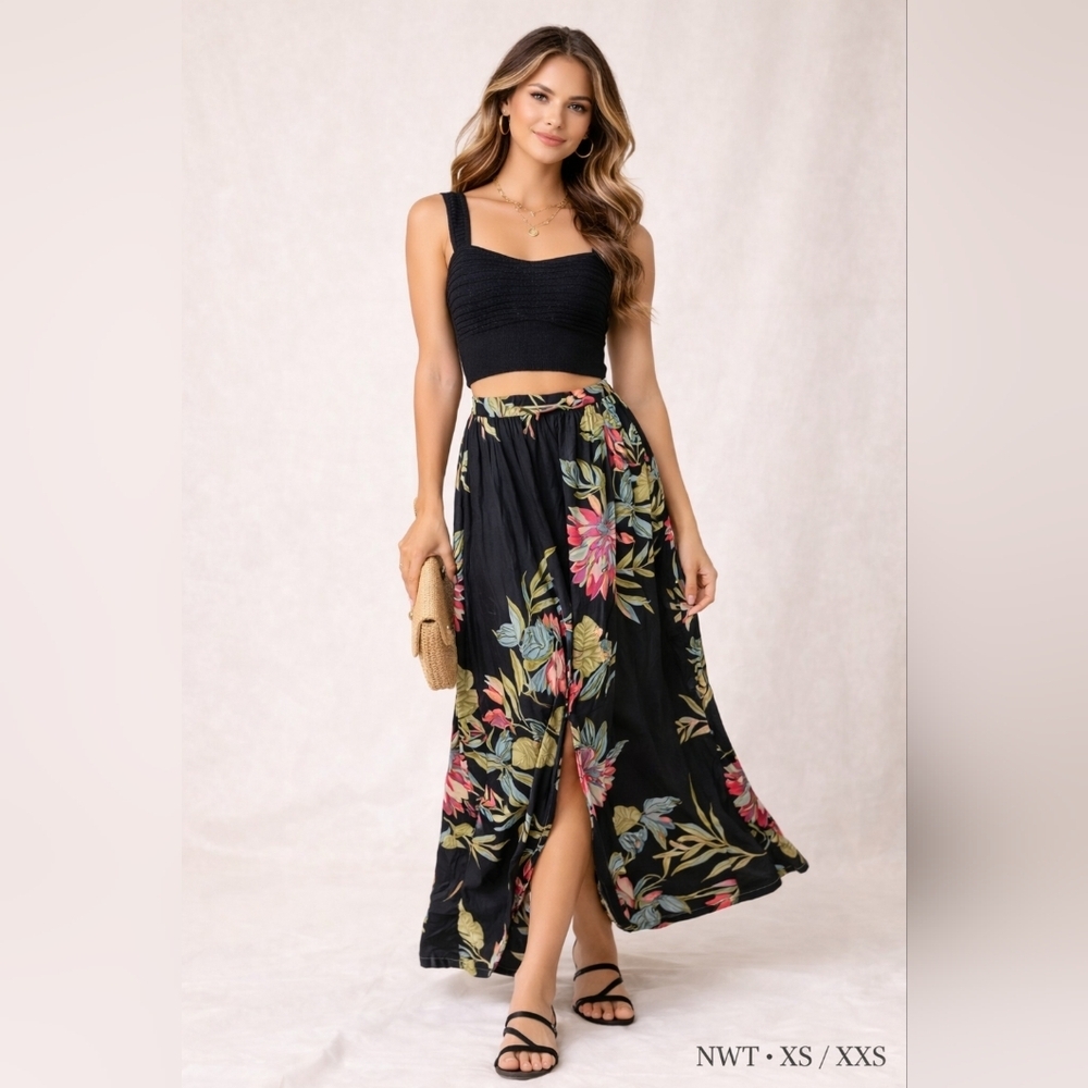 Patrons of Peace Tropical Maxi Skirt + Wild Fable Cropped Tank Set โ NWT โ XS/XX